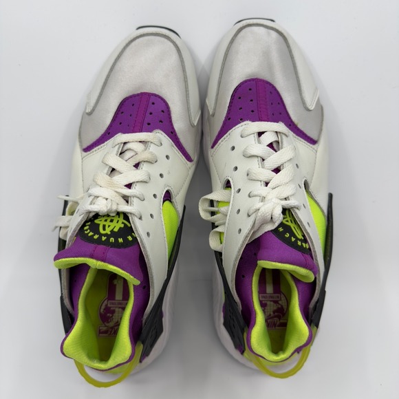 Nike Air Huarache Womens 11 Running Shoes White Neon Magenta Green 2021 Sneakers - Picture 6 of 16
